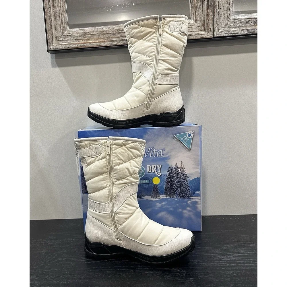 Bella Vita Easy Dry Waterproof Woman's Snow Boots Size 6 White NEW READ